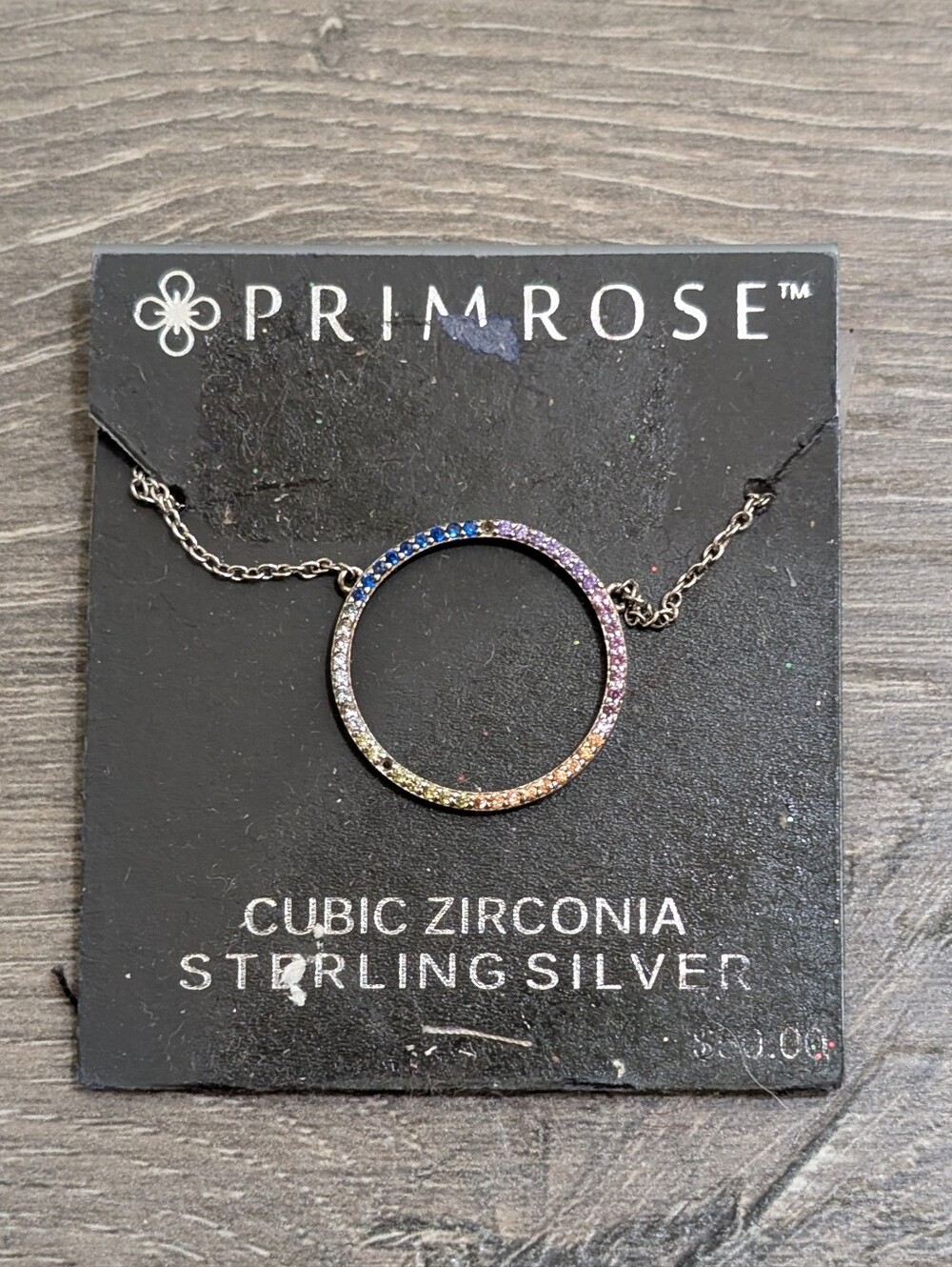 NWT•Primrose Rainbow Ombre CZ Circle Pendant Necklace Sterling Silver•6 Colors🌈